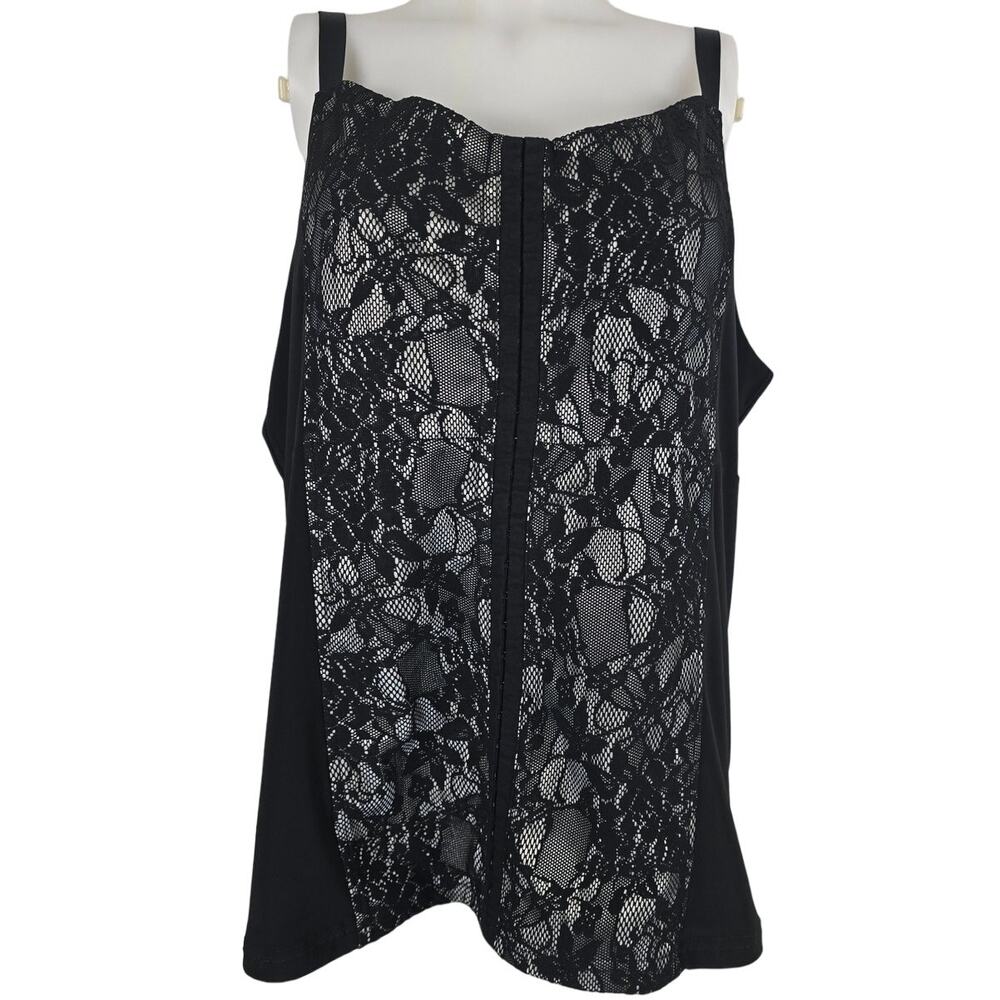 Avenue Studio Black Lace Overlay Women's Blouse Tank 22/24
